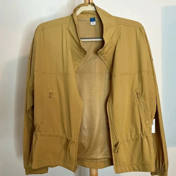 OLD NAVY Loose Stretch Tech Cinched-Waist Crop Jacket Zip-Up Mustard Size Large - Picture 10 of 10